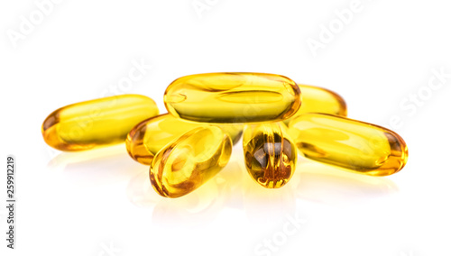 Fish Oil Capsules isolated on white background