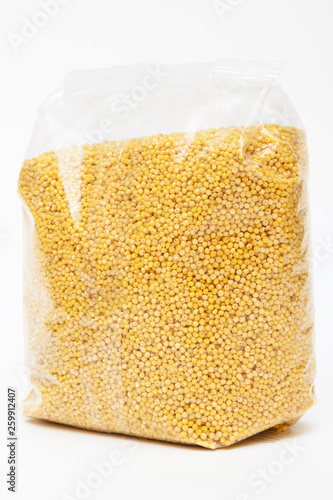 millet in package on a white background