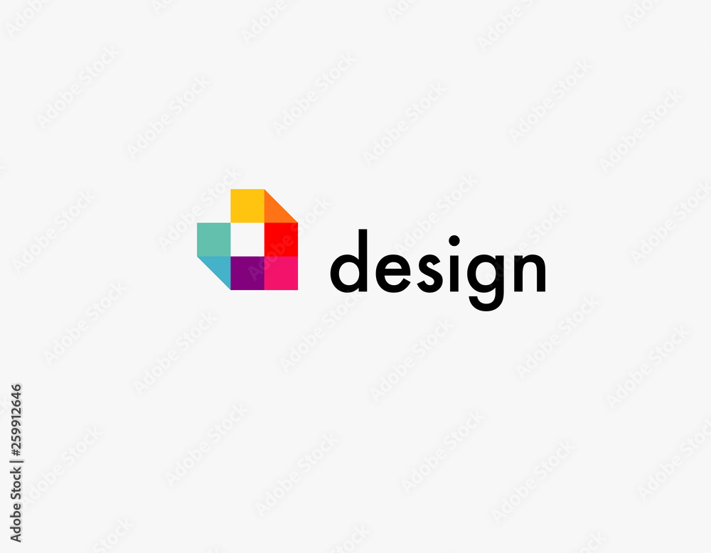 © Logomarket - Abstract logo multicolored squares for company design © Logomarket - Abstract logo multicolored squares for company design