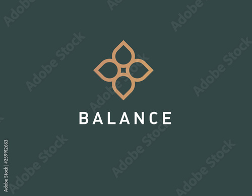 Linear logo leaves flower yoga spa