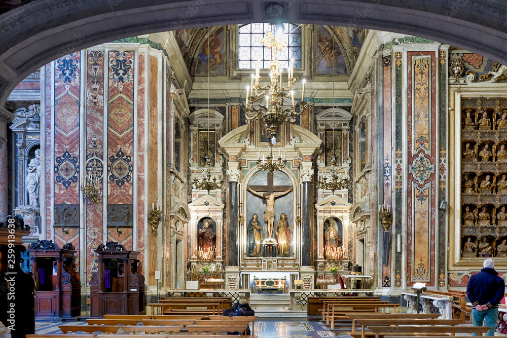 Naples Italy. Gesù Nuovo (New Jesus) church foto de Stock | Adobe Stock