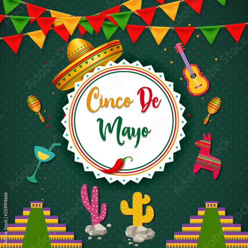 Cinco De Mayo vector design with sombrero.