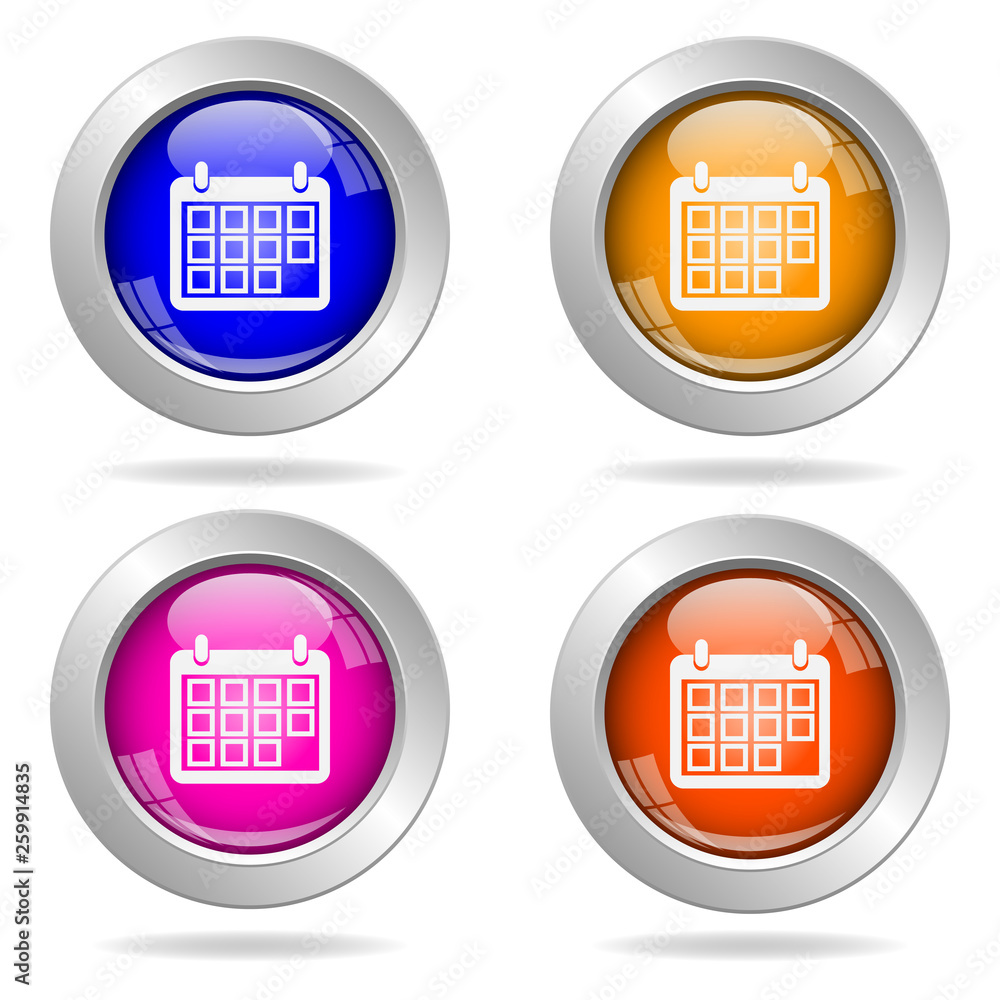 Set of round color icons. Calendar icon Set of round color icons. Calendar icon