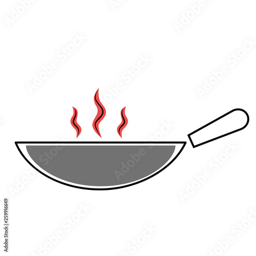 frying pan flat illustration on white