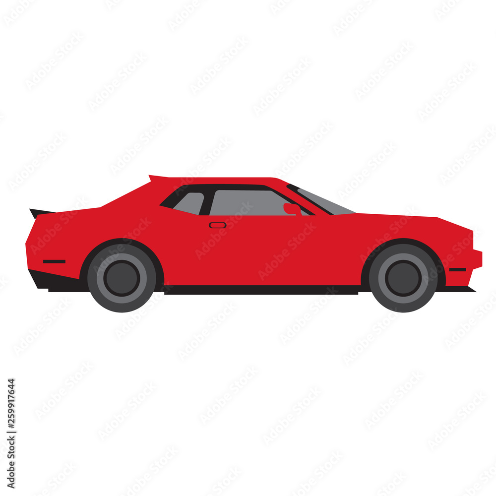 Fototapeta premium red car flat illustration on white
