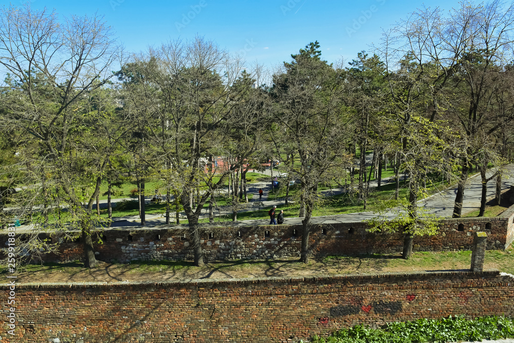 Panoramic view form walls of fortress of Kalemegdan in Belgrade 