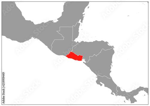 El Salvador map on gray base