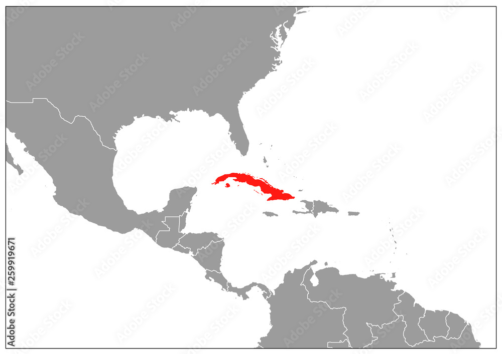 Cuba map on gray base