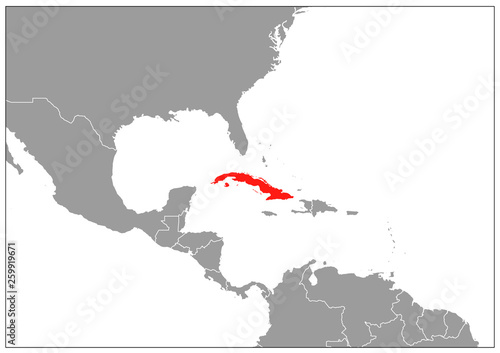 Canvas Print Cuba map on gray base