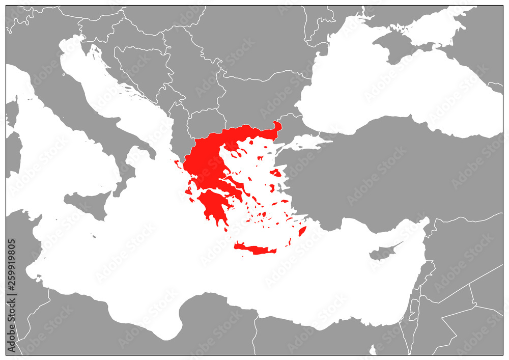 Greece map on gray base