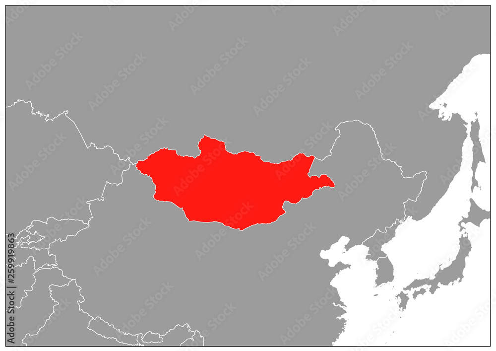 Mongolia map on gray base