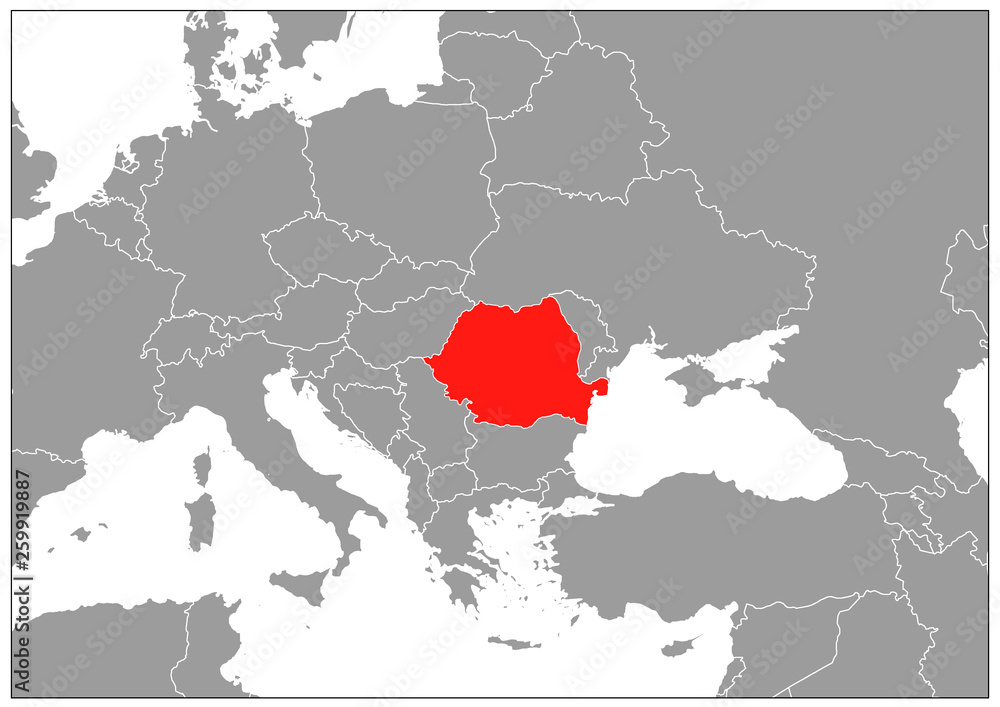 Obraz premium Romania map on gray base