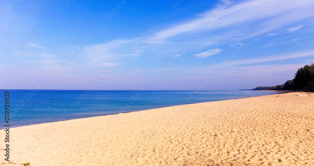 Amazing blue sky and calm Andaman sea in the morning Beautiful seascape nature for background and summer design