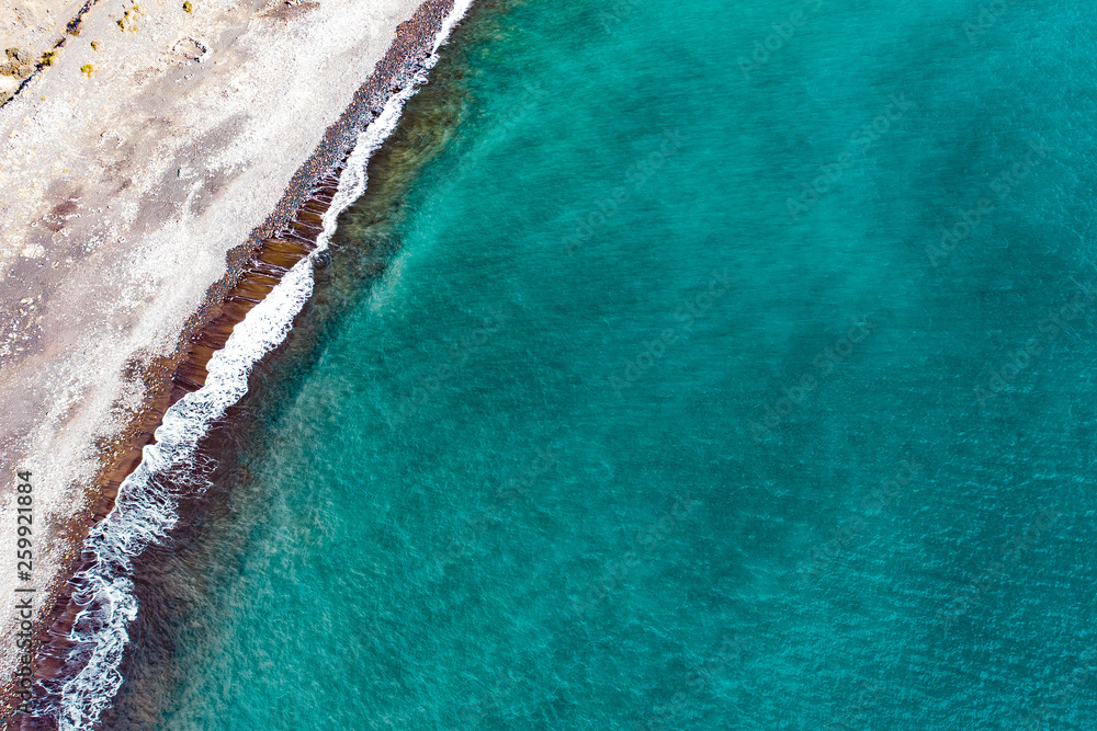 Summer aerial photo of beach and ocean. Free space for your decoration. Gran Canaria island. 