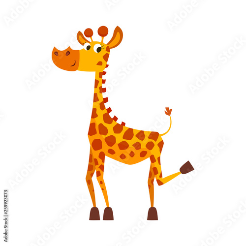 Cute cartoon giraffe vector illustration.