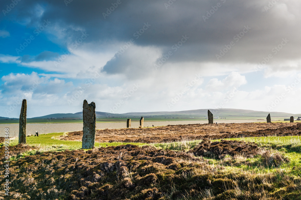 Ring of Brodgar - Stones at Neolithic site, Orkney Islands, Scotland