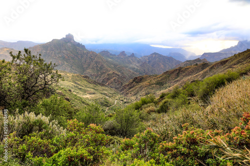 Summer road background in mountains and free space for your decoration. Gran Canaria island 