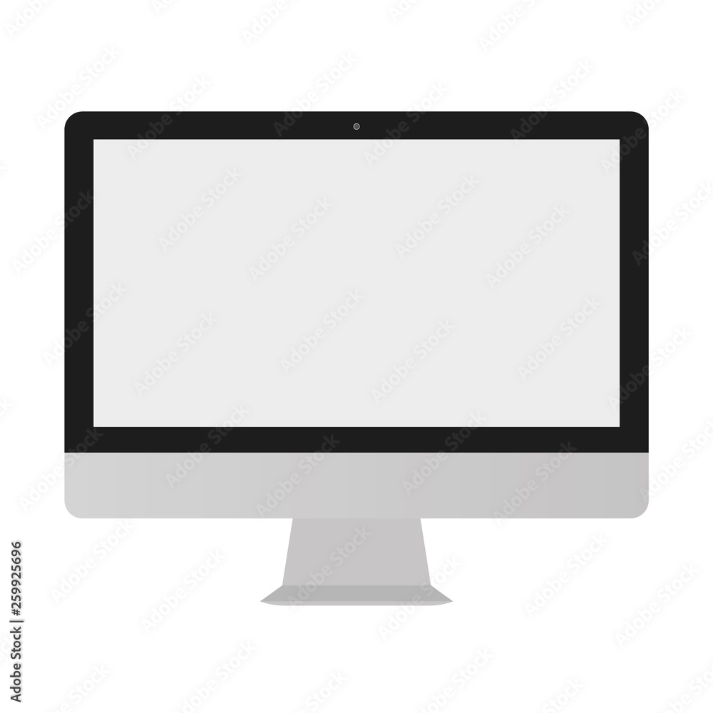 Gray pc, Desktop computer with blank screen, vector icon. Desctop pc computer, flat style sign. Pc Computer front view display Gray pc, Desktop computer with blank screen, vector icon. Desctop pc computer, flat style sign. Pc Computer front view display