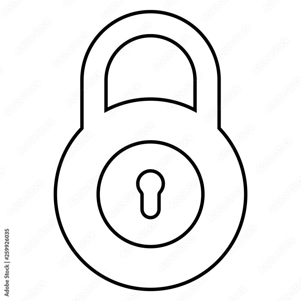 Lock outline sign. Security padlock vector eps10 onw white background Lock outline sign. Security padlock vector eps10 onw white background