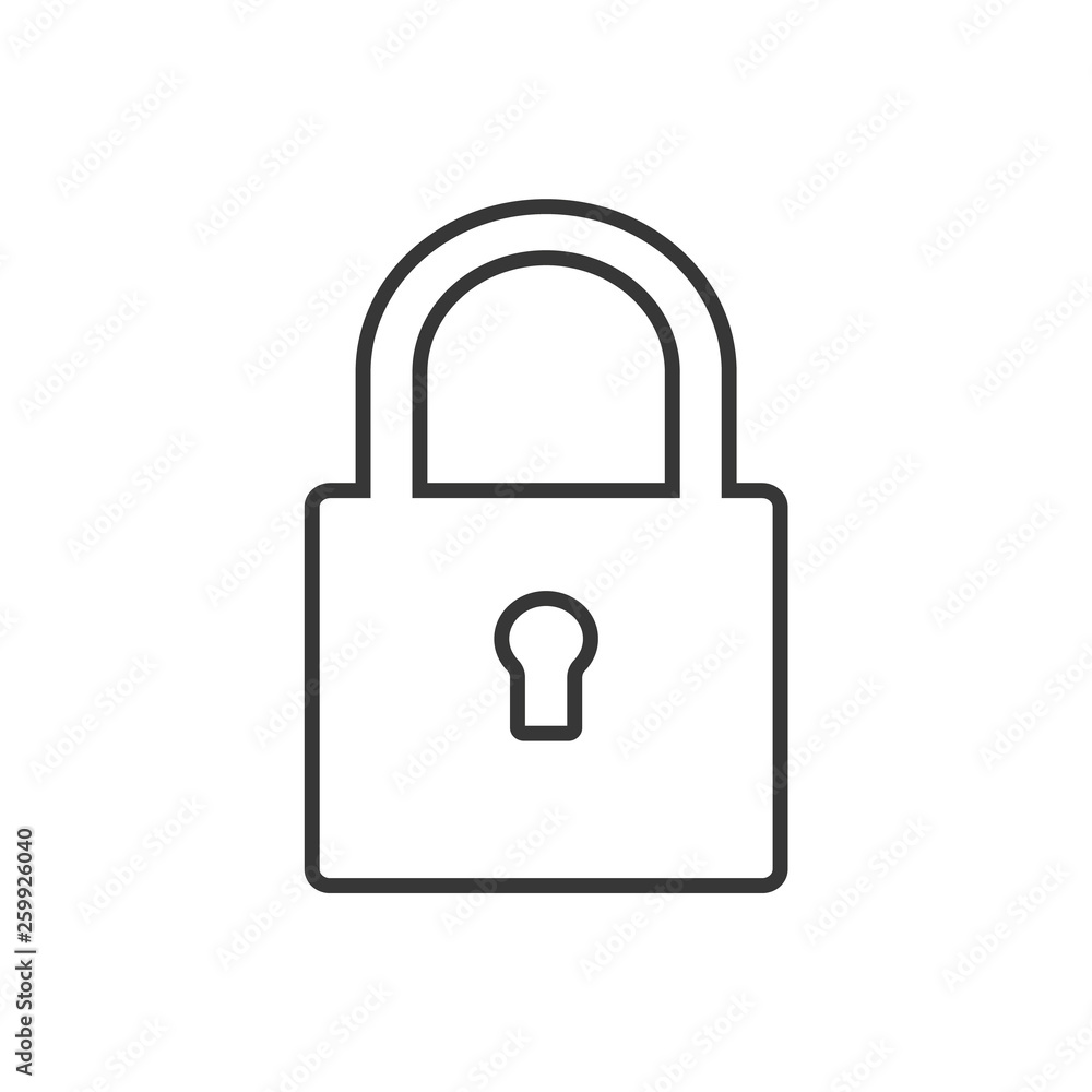 lock icon outline vector icon. Padlock outline sign. lock icon outline vector icon. Padlock outline sign.