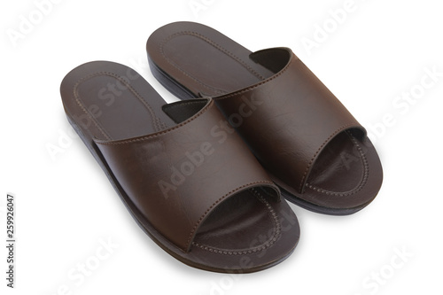 Brown sandals isolated on white background with clipping path.