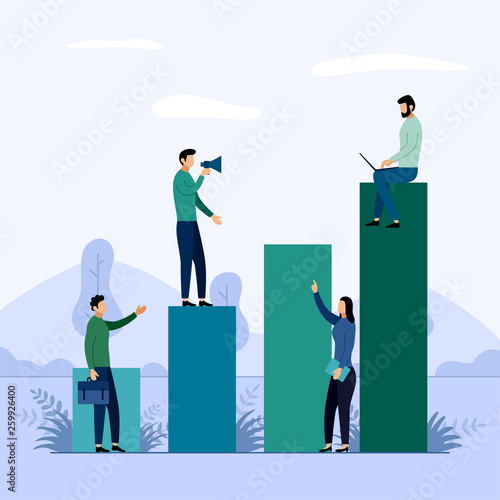 Business career growth chart, business concept vector illustration