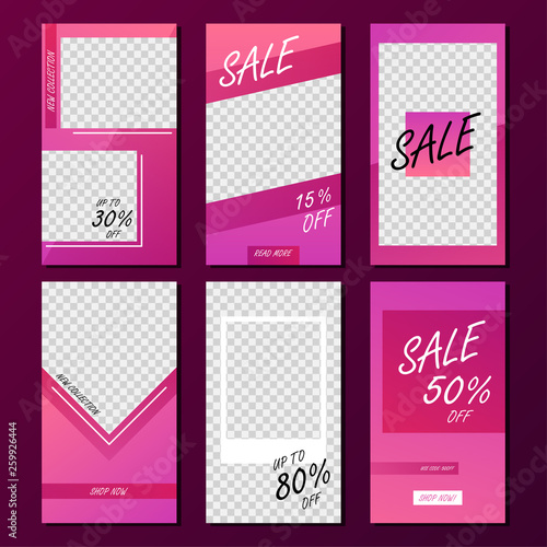 Set of Instagram stories sale banner background, pack for creating your unique content