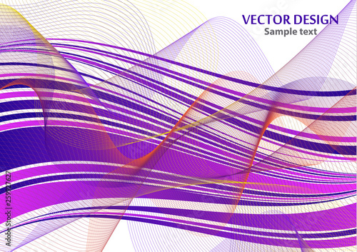 Distorted wave colorful texture. Abstract dynamic wavy surface. Vector strip warp background.