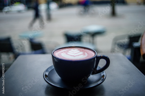 Pink Latte with Latte Art