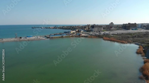 Wallpaper Mural Footage of city with park, port, beach, mountains. ariel view of Novorossiysk Torontodigital.ca