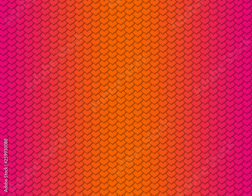Magenta and orange gradient snake skin pattern  heart shape scale