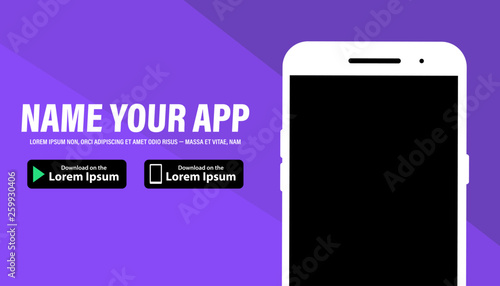 Download page of the mobile app. Advertising space for your application Flat vector illustration