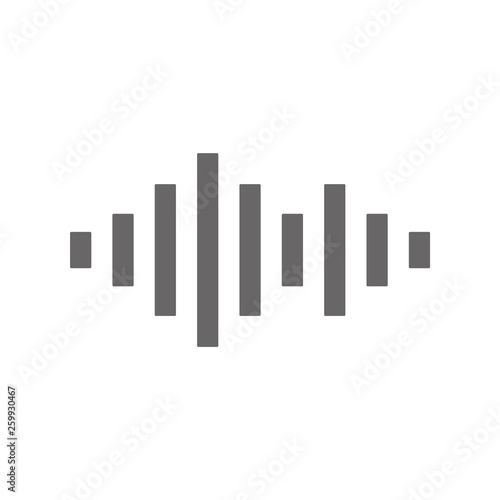 Grey Sound wave icon  vector.  Audio sound wave  flat style icon.