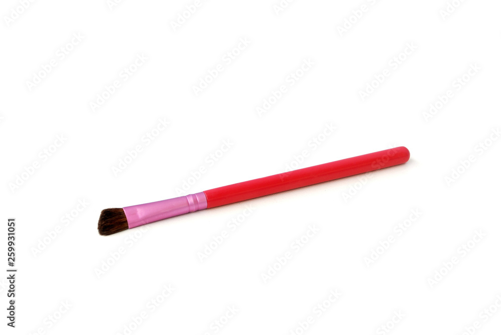 Background cosmetic equipment.Blush brush on white background. Background cosmetic equipment.Blush brush on white background.