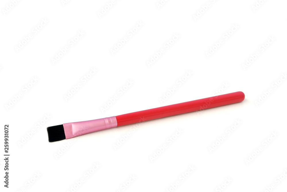Background cosmetic equipment.Blush brush on white background. Background cosmetic equipment.Blush brush on white background.