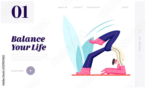 Young Healthy Male Character Trying to Keep Balance Doing Yoga Asana or Pilates Exercise Open air, Scorpion Pose, Vrischikasana