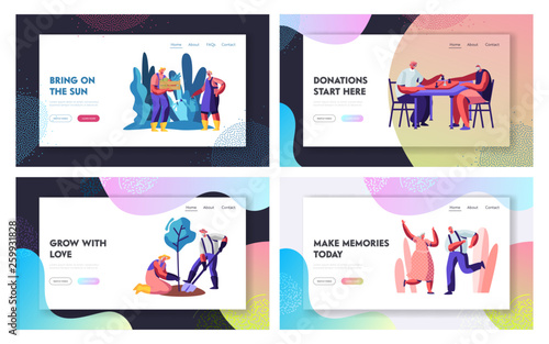 Set of Lifestyle Activity of Senior People in Nursing Home. Retired Characters Sparetime, Gardening, Dancing, Playing Chess. Website Landing Page, Web Page. Cartoon Flat Vector Illustration, Banner