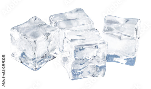 ice cubes on white background. Clipping pats