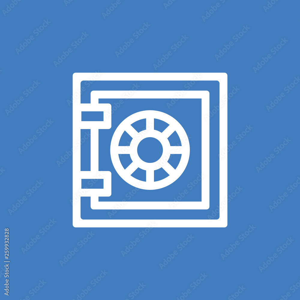 Safe deposit outline icon, vector . Bank safe or strong box, white outline icon. . Safe deposit outline icon, vector . Bank safe or strong box, white outline icon. .