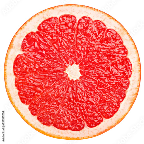 red grapefruit, clipping path, isolated on white background