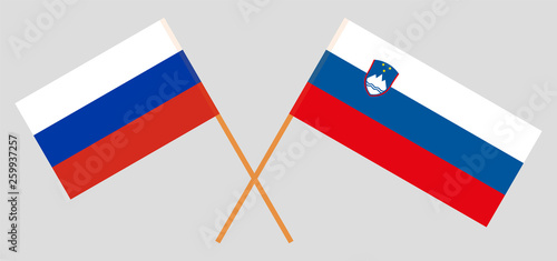 Slovenia and Russia. The Slovenian and Russian flags. Official colors. Correct proportion. Vector