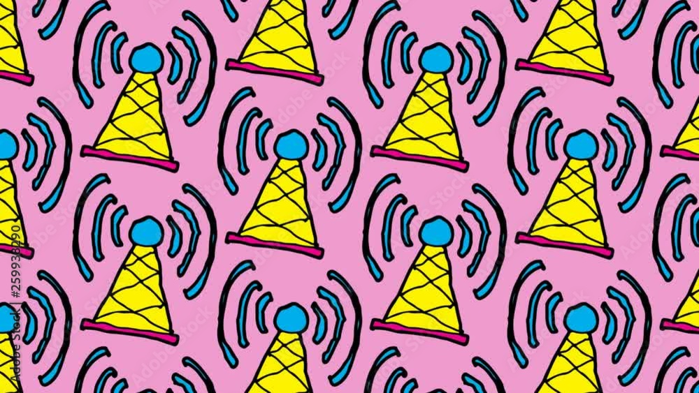kids drawing pop art seamless background with theme of antenna signal kids drawing pop art seamless background with theme of antenna signal