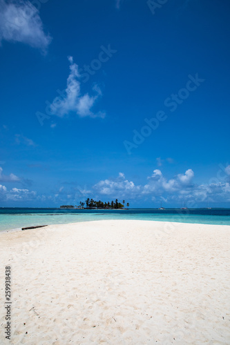 View to San Blas Island in Panama. The San Blas islands of Panama is an archipelago comprising 365 islands and cays of which 49 are inhabited