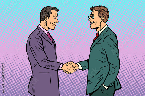 caucasian businessmen men handshake
