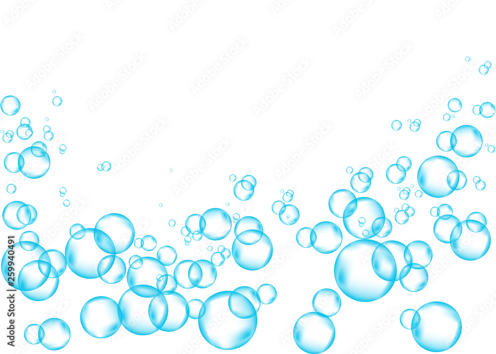 Underwater blue fizzing air bubbles texture.