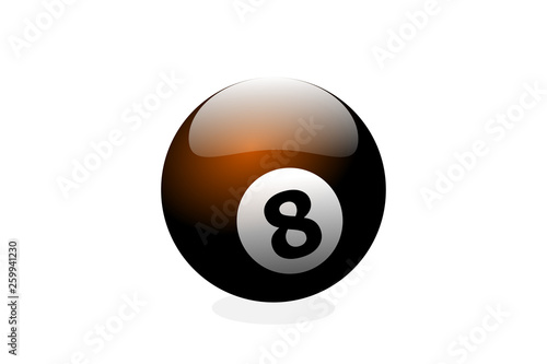 billiard ball of black color with number eight