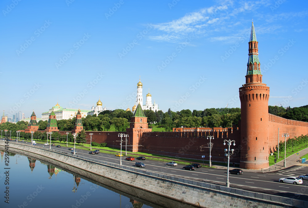 Moscow Kremlin. Wiev of the Kremlin Embankment and Moskva River