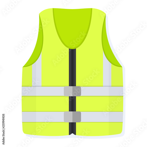 Yellow Safety Vest Flat Style Vector Illustration