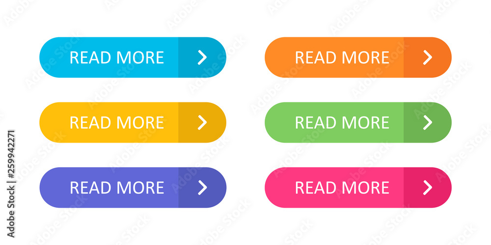 Set of colorful buttons with icons isolated on white background for websites and applications in flat style. Set of colorful buttons with icons isolated on white background for websites and applications in flat style.