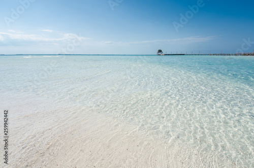 Exotic beach of transparent waters in Punta Norte, Isla Mujeres